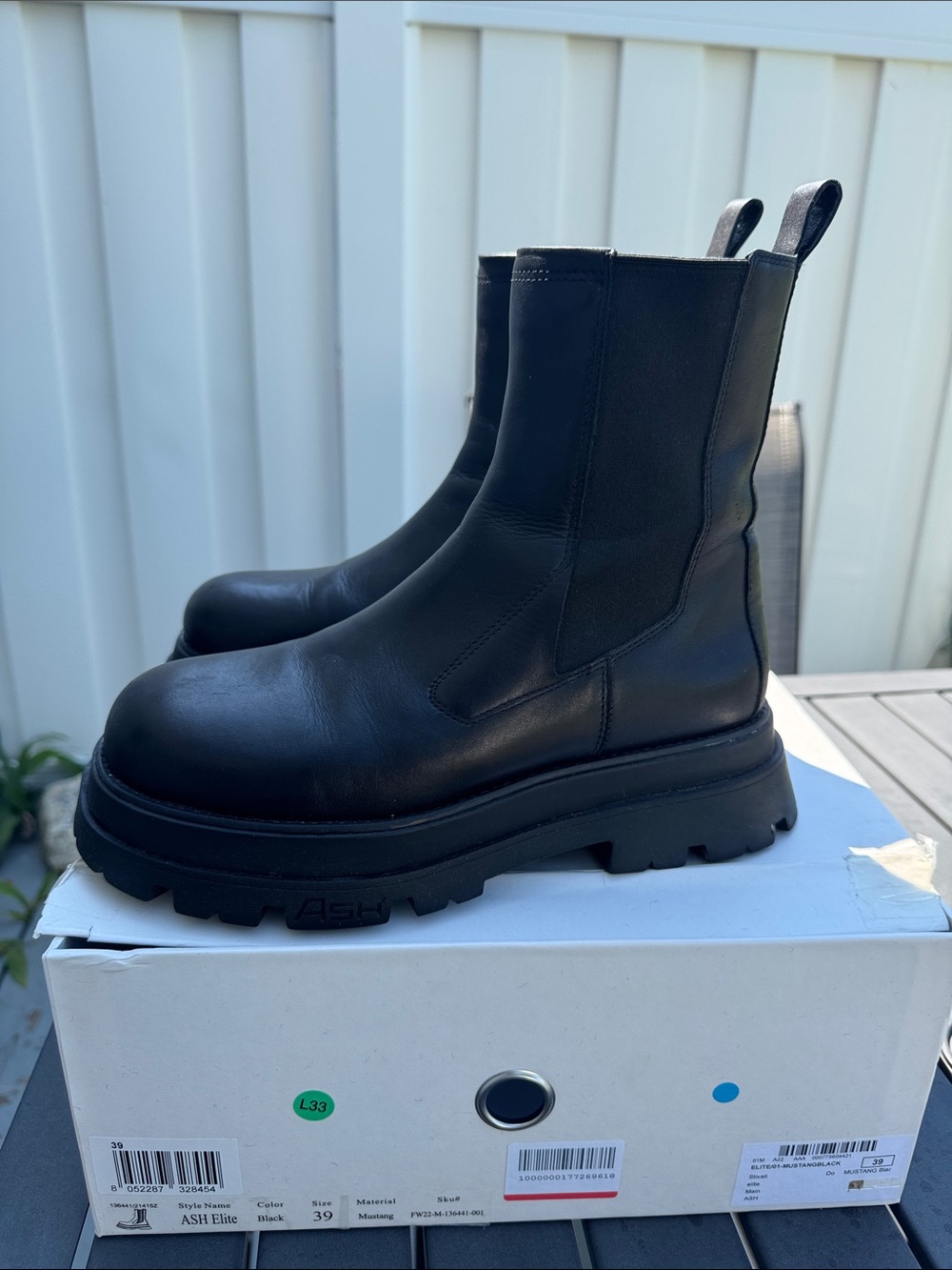 ASH Black Leather Platform Chelsea Boots